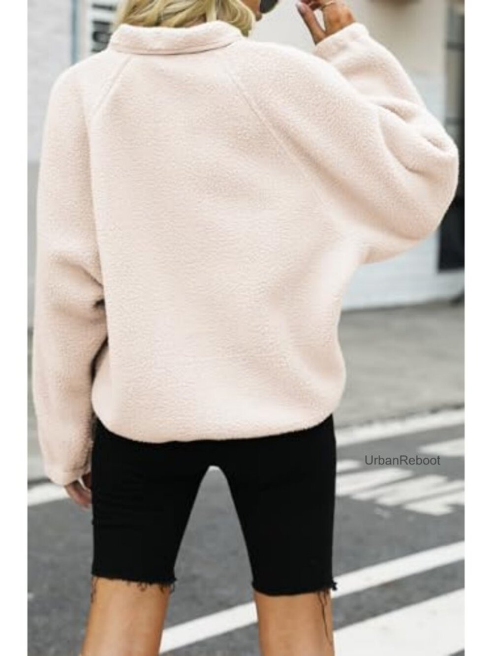 Fuzzy Fleece Jacket Button Down Sherpa Cocoon Coat Womens Oversized